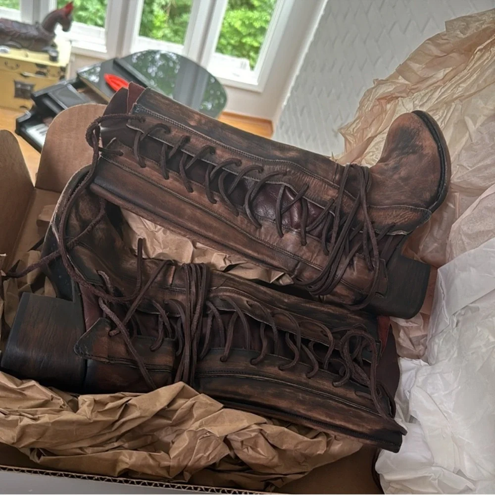 Freebird Distressed Brown Lace-Up Boots - Picture 13 of 16